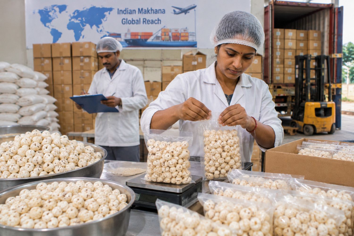 Indian Makhana and fox nuts prepared for export from India