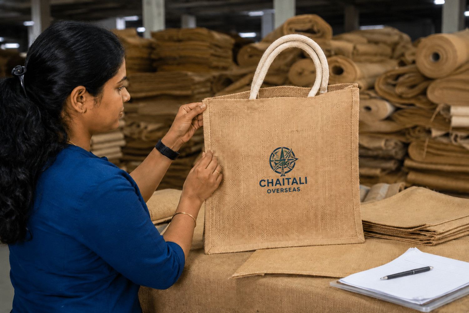 Jute product quality inspection for export from India