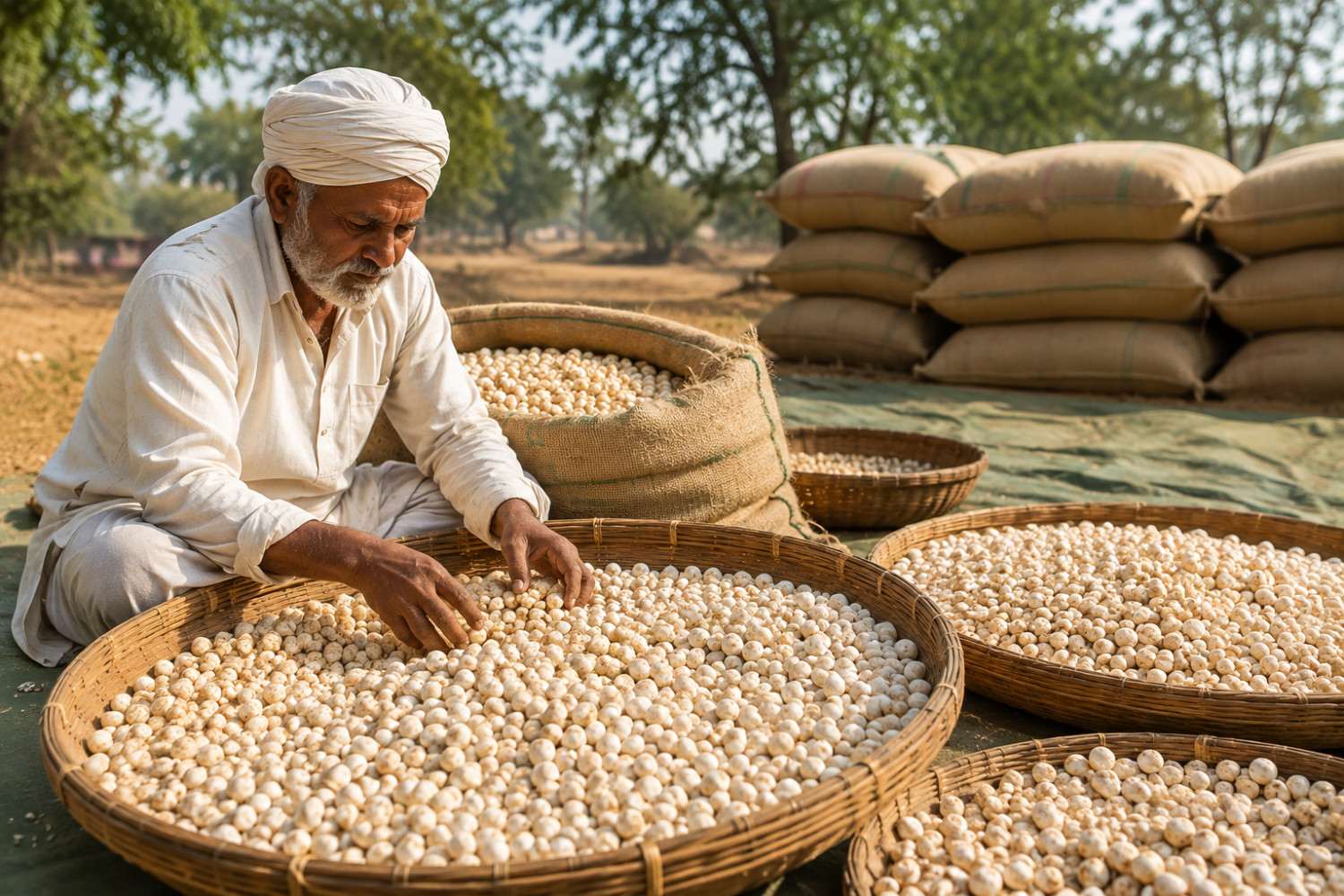 Bulk Indian Makhana prepared for export supply